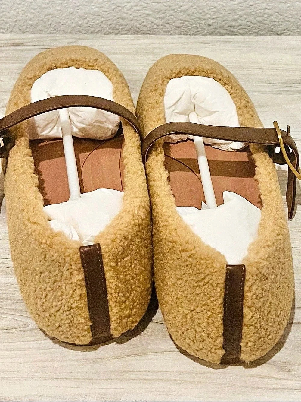 Paolo Mika-L Teddy Mary Jane Flats Brown & Tan EU 9.5 NWT